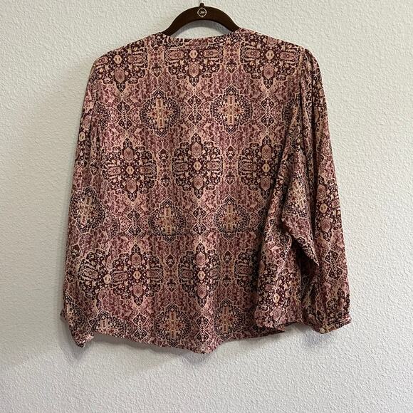 Madewell Kaleidoscope Drawstring Button-Up Blouse Boho Fall Top Size Large - Picture 3 of 9